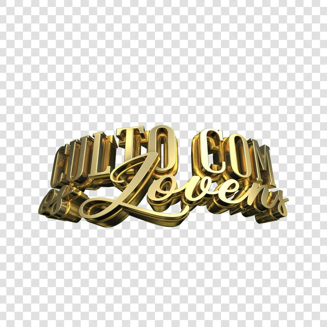 Logo Culto Com Jovens Dourado 3D PNG com fundo transparente