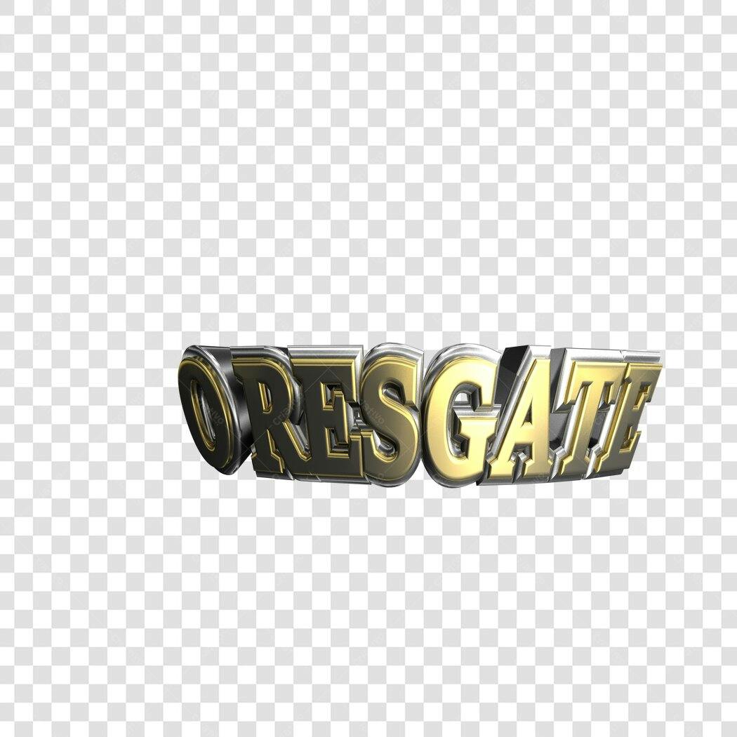 Logo Resgate 3D Preto e Dourado PNG com fundo transparente