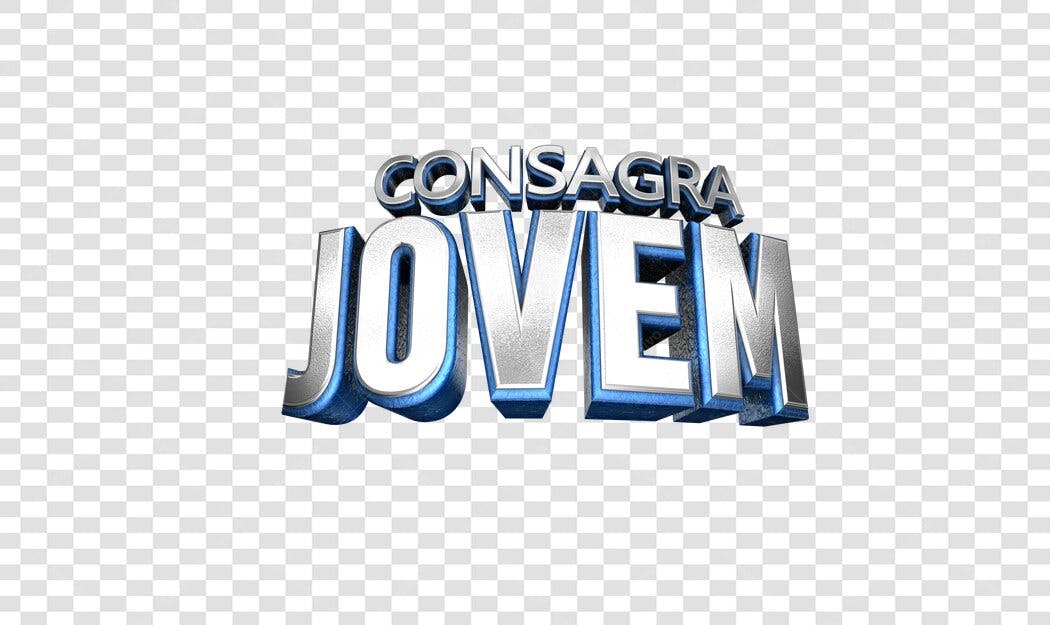 Logo Consagração Jovem 3D Prata e Azul PNG com fundo transparente