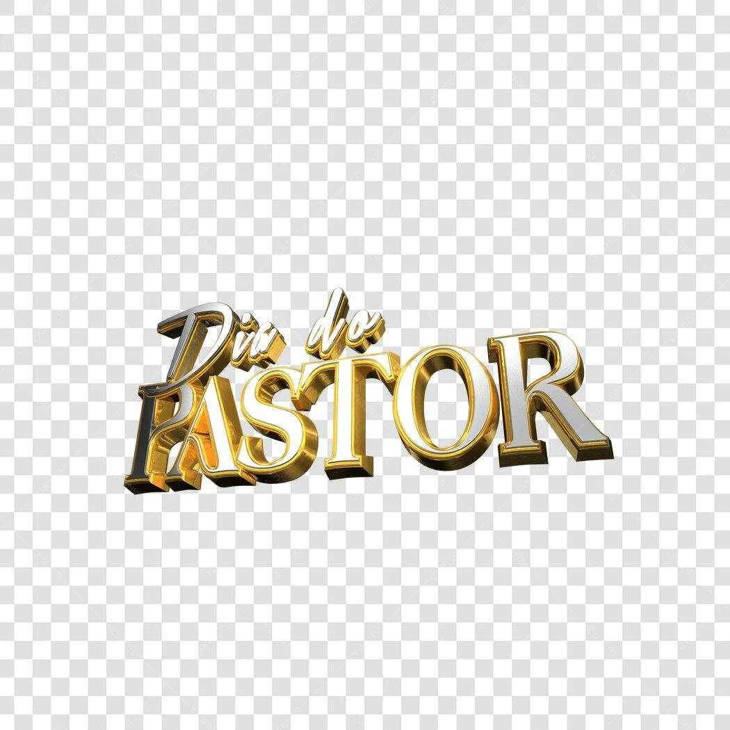 Banner Dia do Pastor letras douradas PNG com fundo transparente