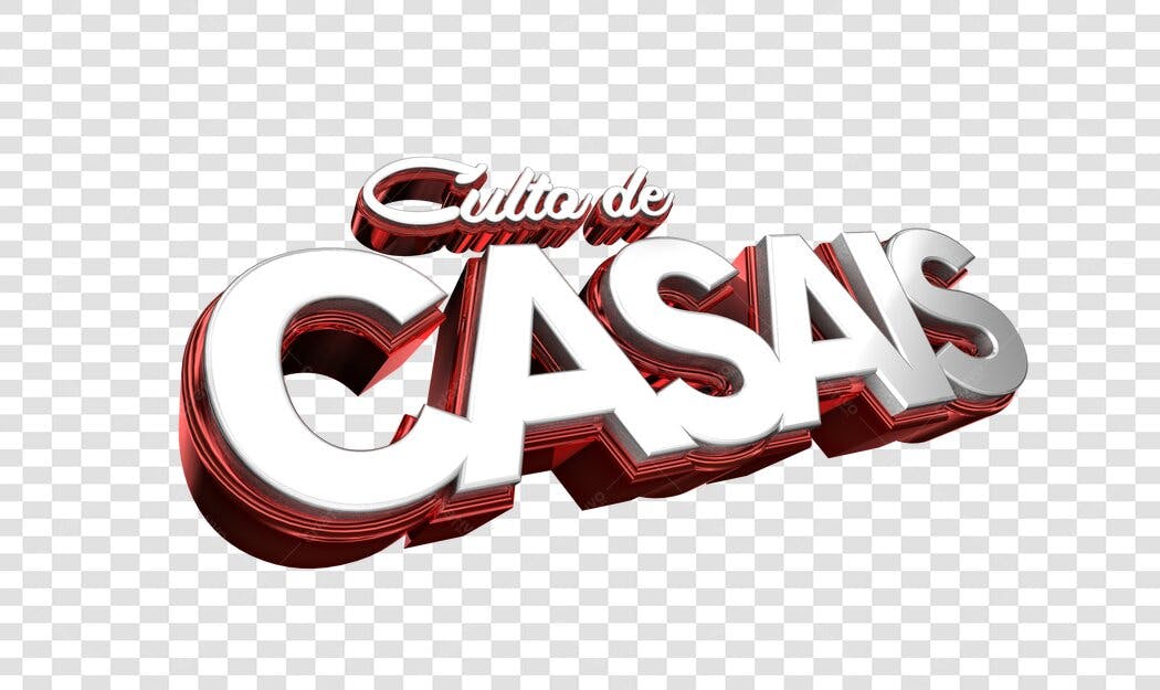 Logo Culto de Casais 3D Vermelho e Prata PNG com fundo transparente