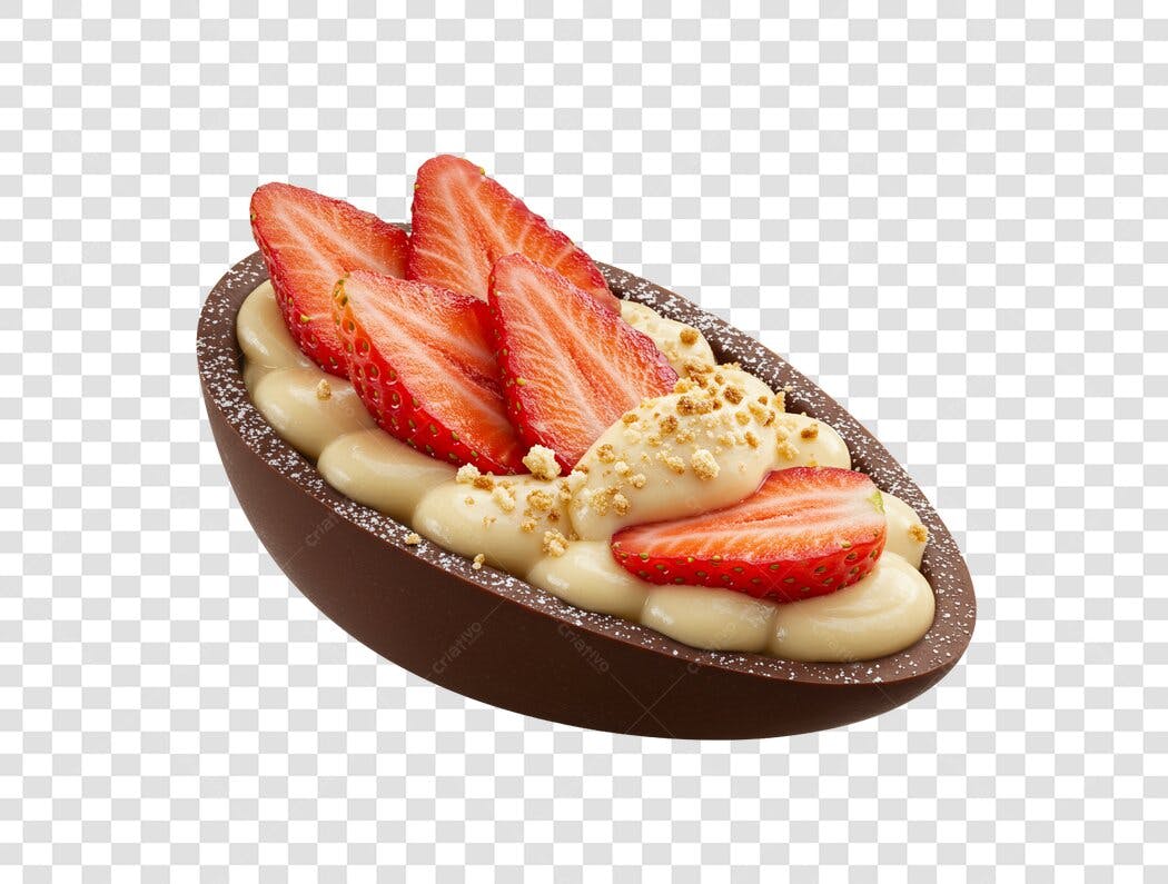 Mockup Ovo de Chocolate com Morangos PNG com fundo transparente