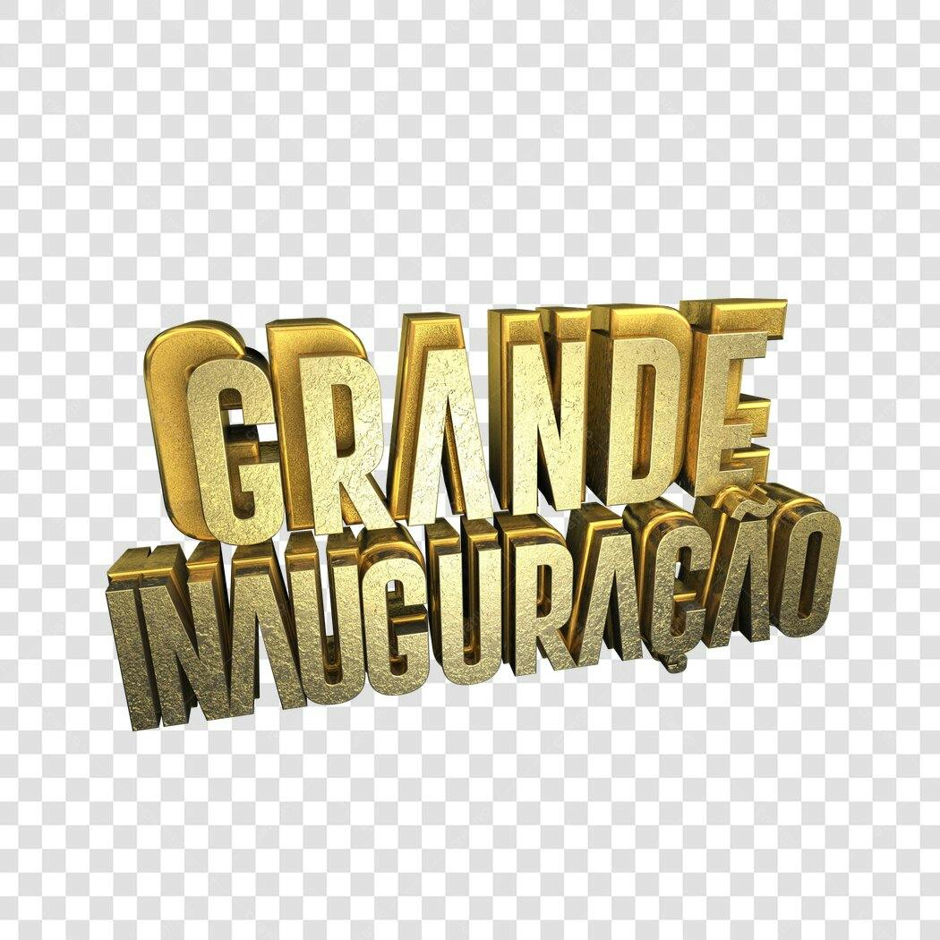 Banner Grande Inauguração Dourado 3D PNG com fundo transparente