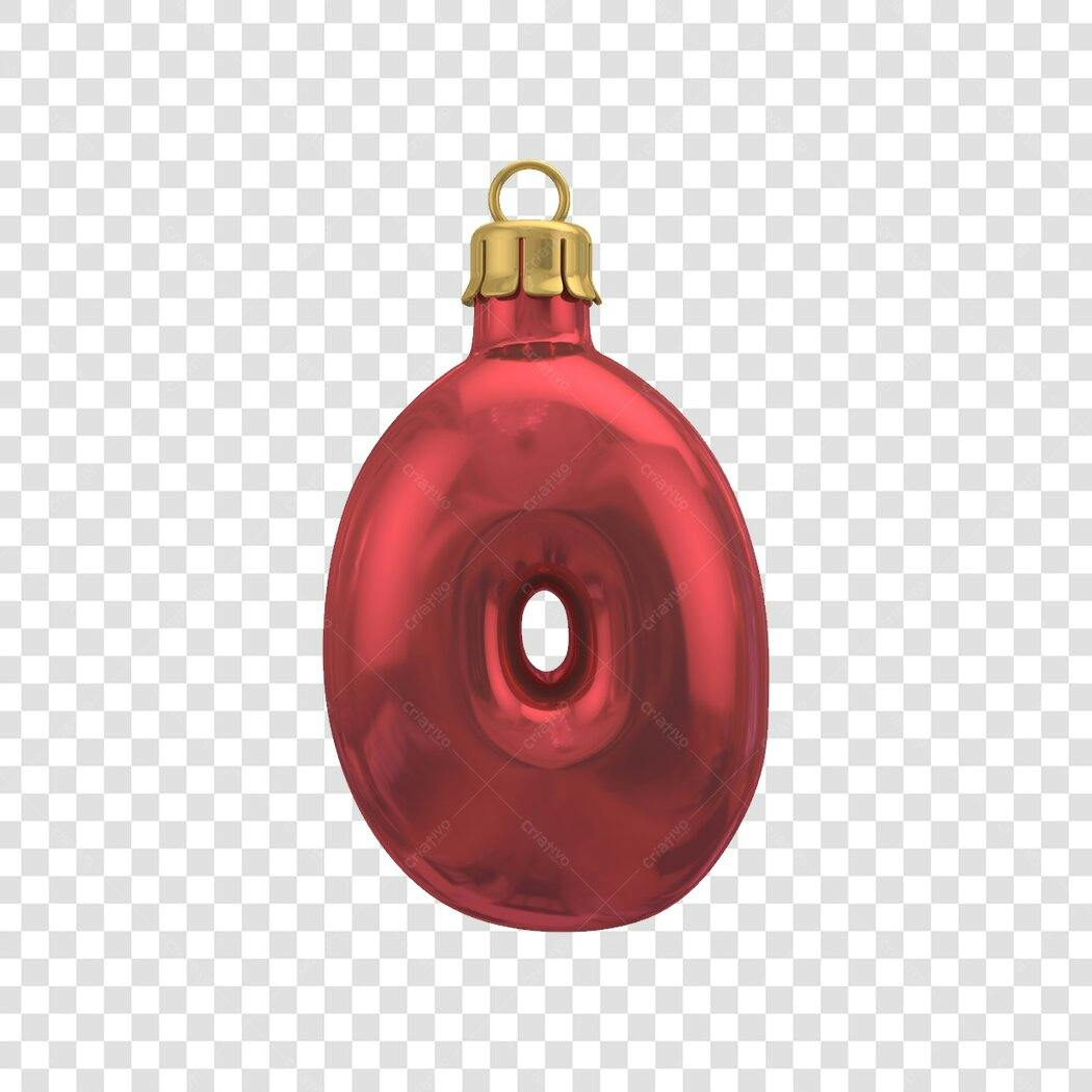 Enfeite Natalino Letra O PNG com fundo transparente