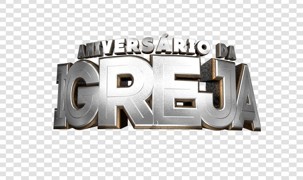 Logo Aniversário da Igreja 3D Prata PNG com fundo transparente