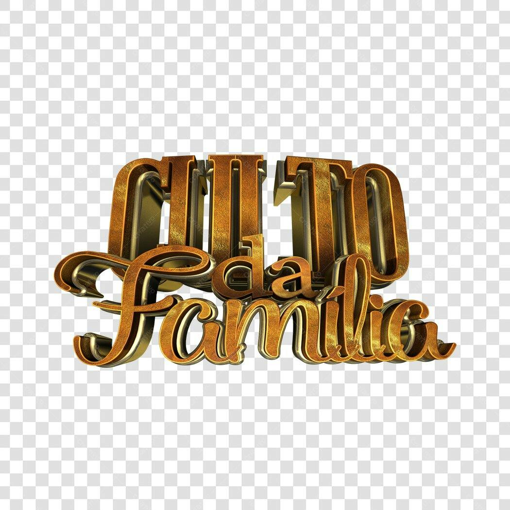 Arte para Dia da Família em dourado PNG com fundo transparente