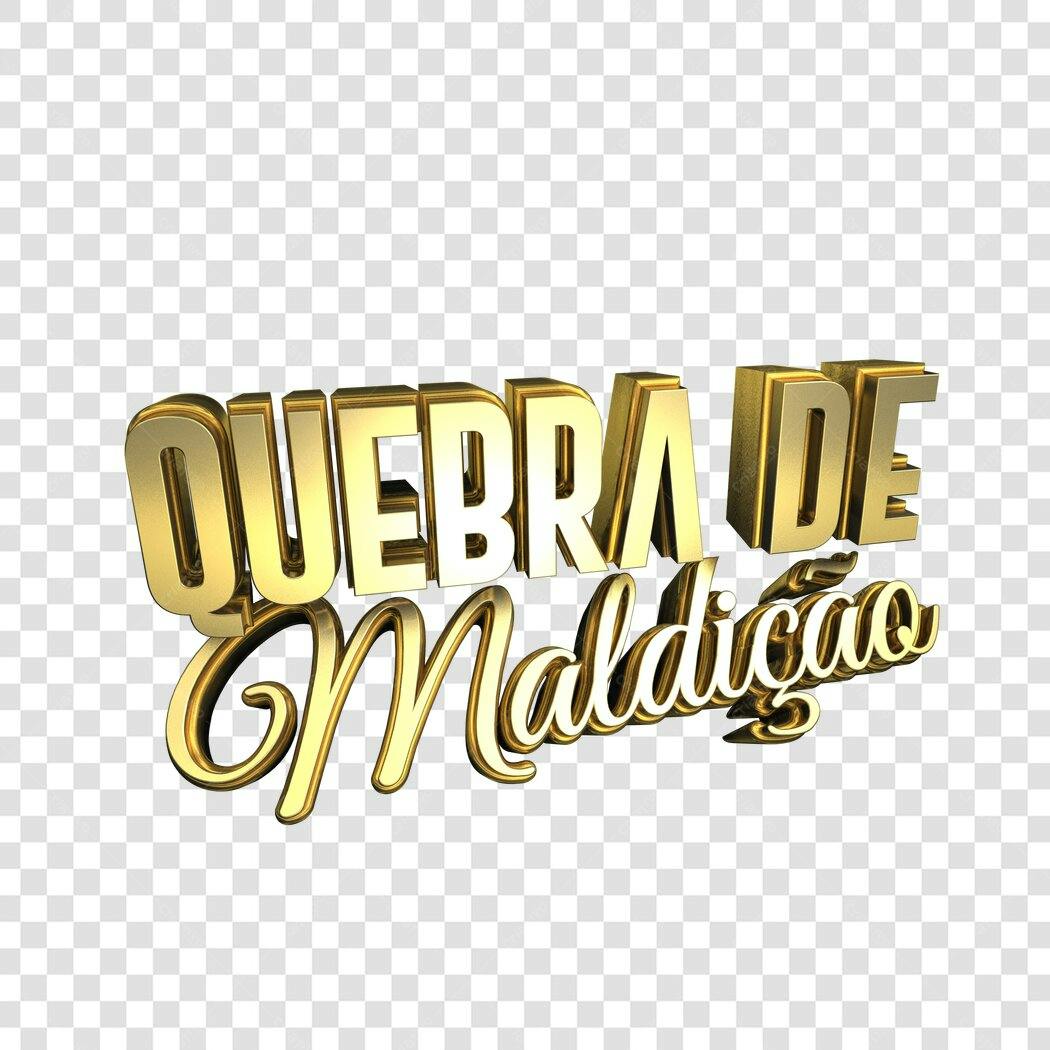 Banner Quebra de Maldição Dourado 3D PNG com fundo transparente