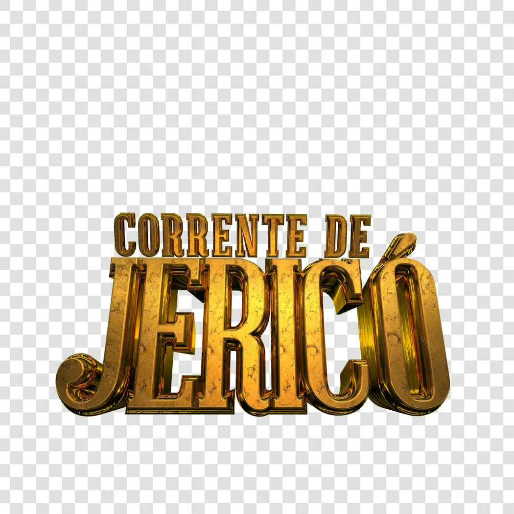 Logo Corrente de Jericó Dourado 3D PNG com fundo transparente