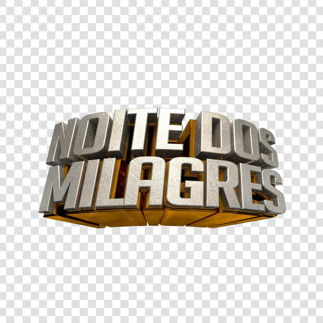 Banner Noite dos Milagres 3D Metalizado PNG com fundo transparente
