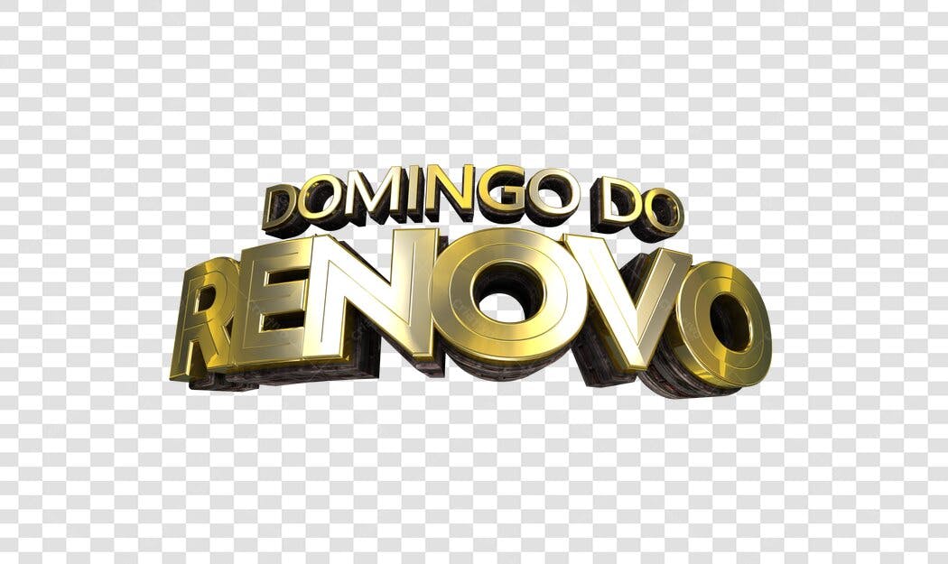 Logo Domingo do Renovo dourado 3de PNG com fundo transparente