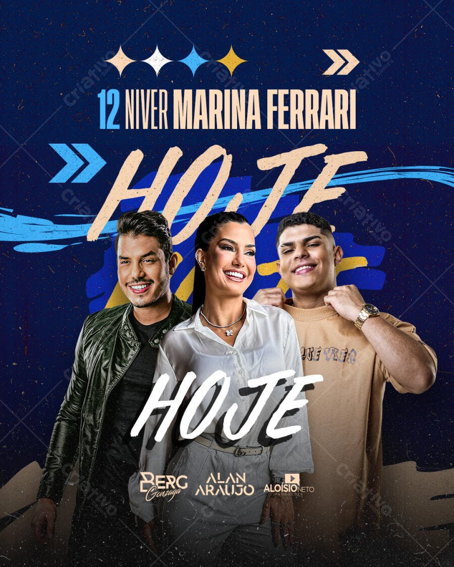 Flyer para Aniversário Marina Ferrari PSD Editável