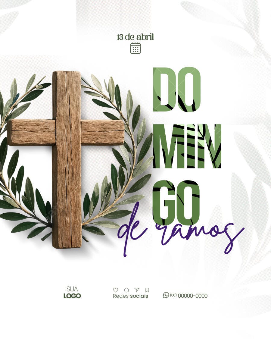 Flyer Domingo de Ramos PSD Editável