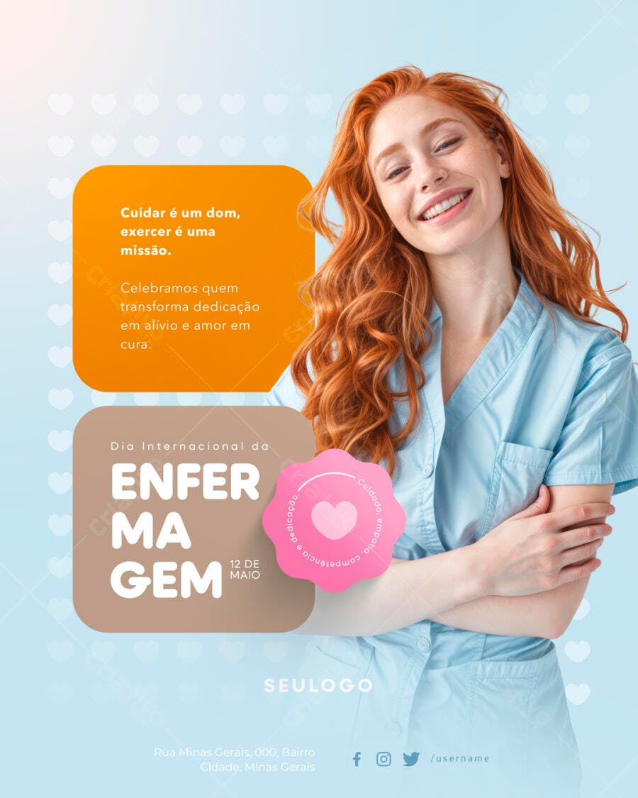 Flyer Dia Internacional da Enfermagem PSD Editável