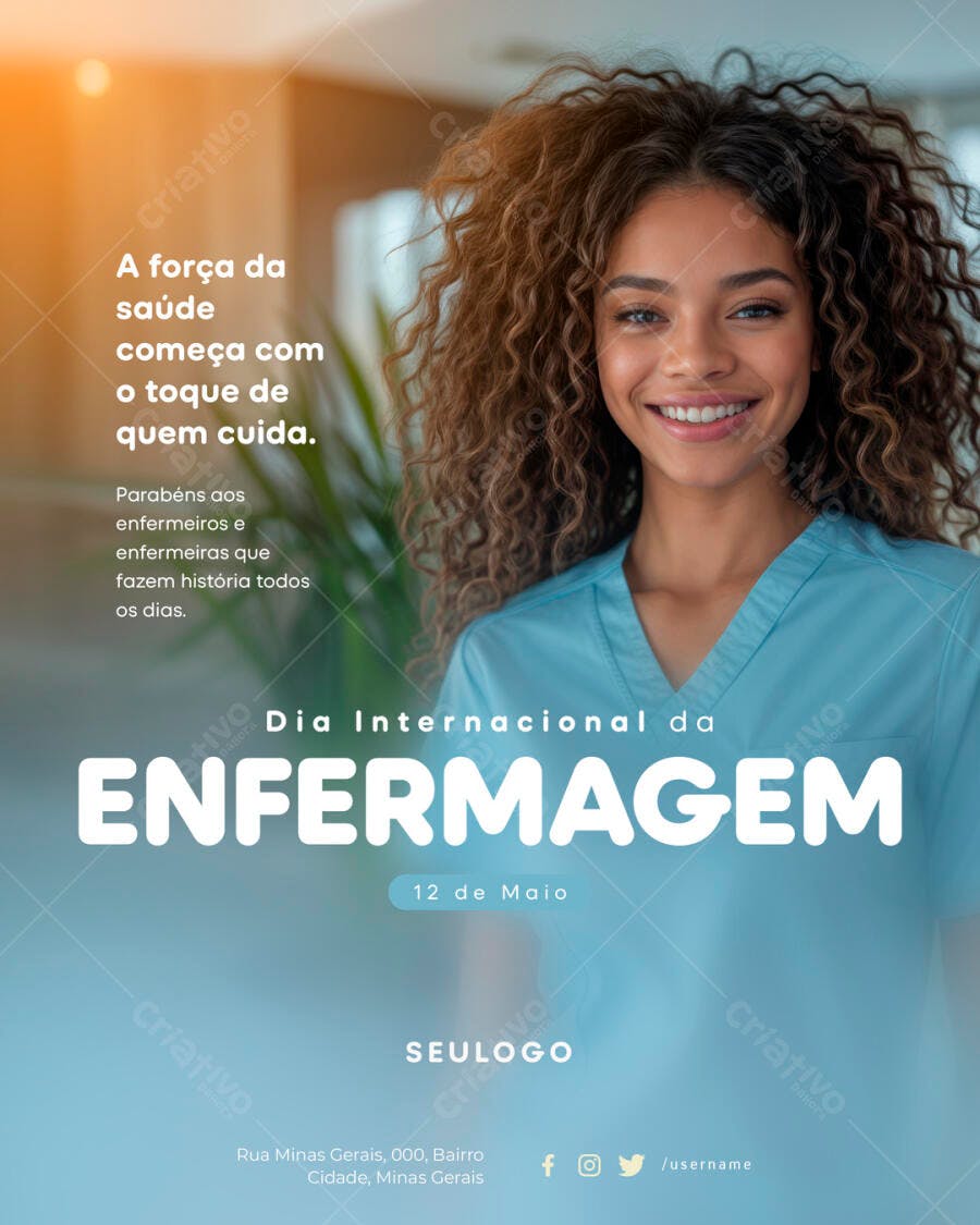 Flyer Dia Internacional da Enfermagem 12 de Maio PSD Editável