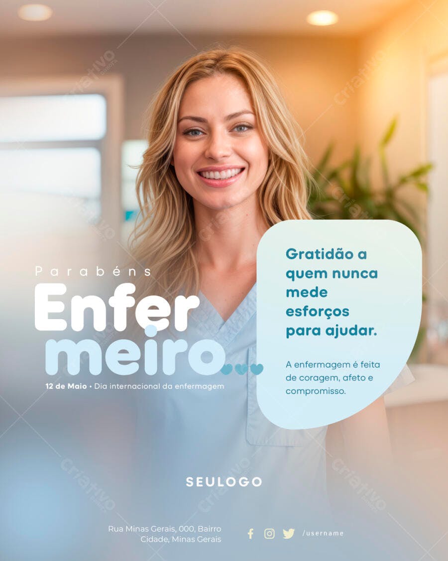 Flyer Dia Internacional da Enfermagem PSD Editável