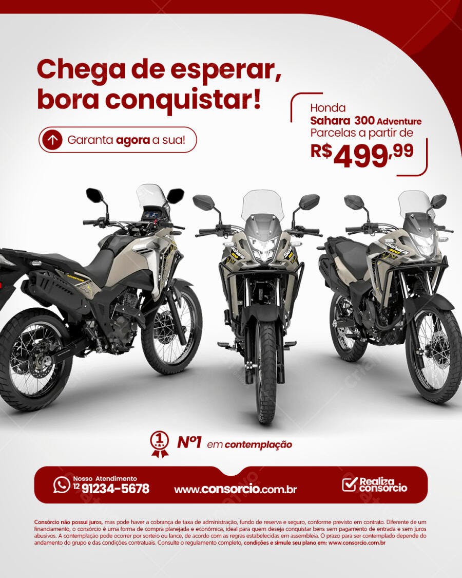 Flyer Consórcio Honda Sahara 300 Psd Editável
