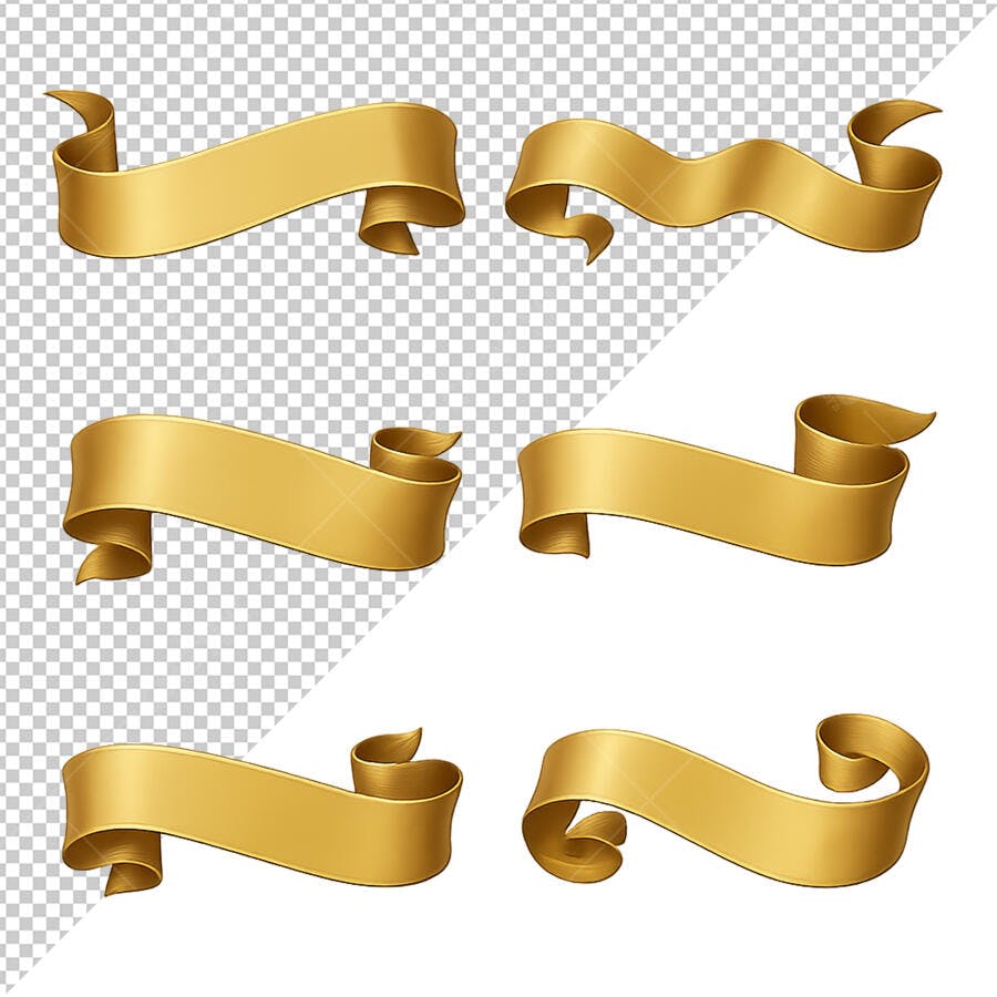 Kit de Fitas Douradas PSD Editável