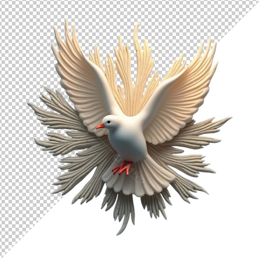 Arte Sacra Pomba Branca PSD Editável