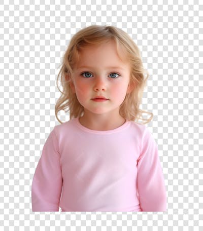 Uma garotinha usando blusa rosa