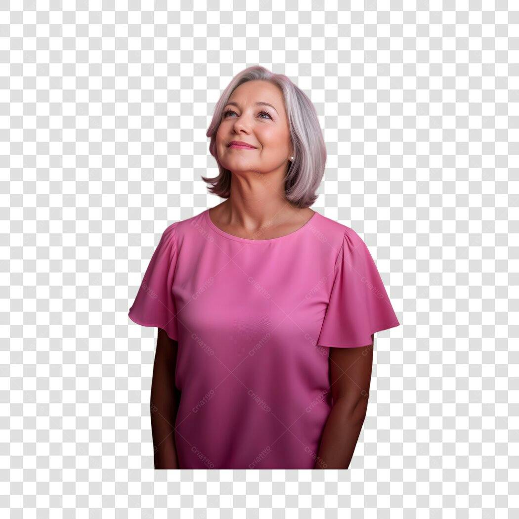 Imagem PNG mulher madura rosa fundo transparente