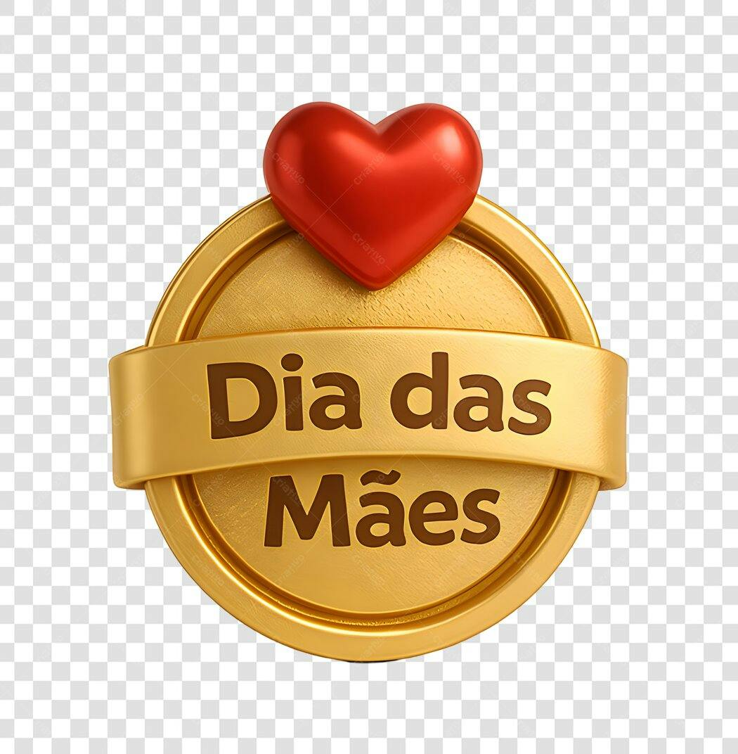 Selo Dia das Mães com Coração Vermelho PNG com fundo transparente