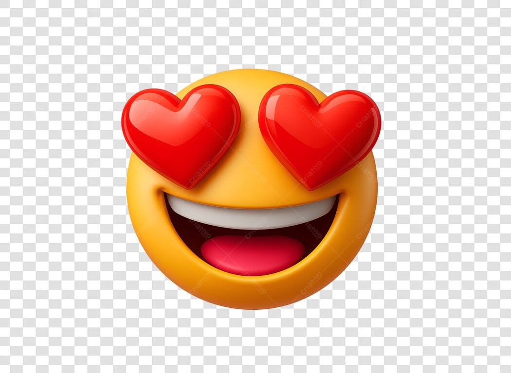 Emoji apaixonado com olhos de coração para redes sociais PNG com fundo transparente