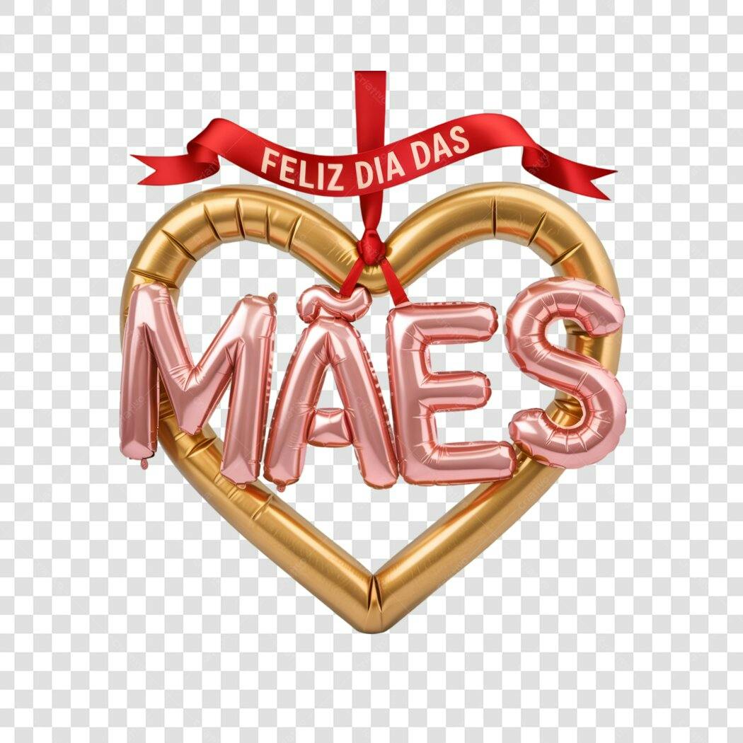 Post Instagram Dia das Mães Balões Coração Dourado PNG com fundo transparente