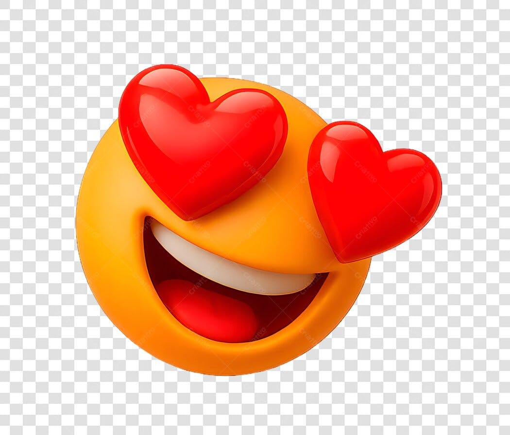 Emoji apaixonado com olhos de coração PNG com fundo transparente
