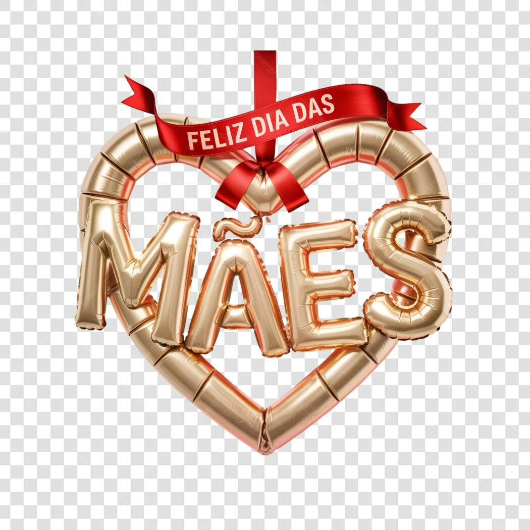Post Instagram Dia das Mães Balões Dourados PNG com fundo transparente