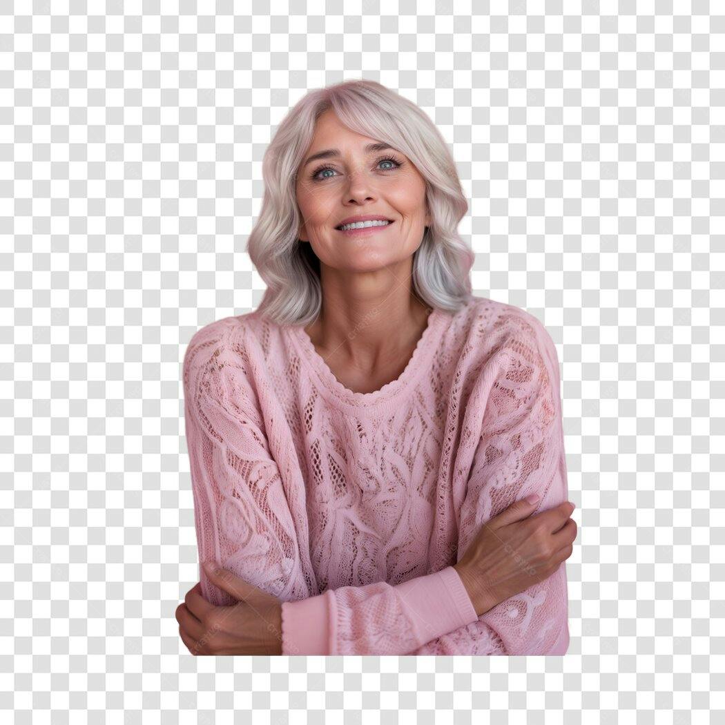Imagem PNG Mulher Madura Rosa com fundo transparente