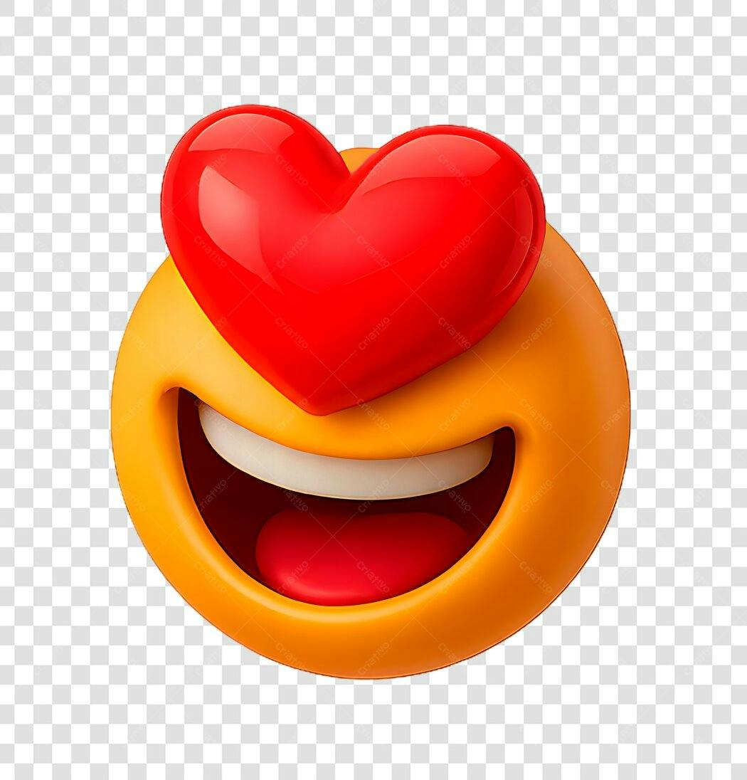 Emoji apaixonado com coração vermelho PNG com fundo transparente