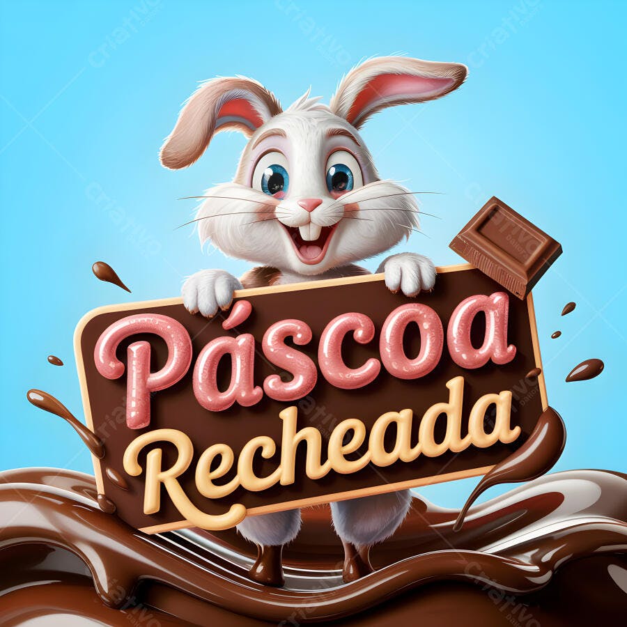 Coelho da Páscoa com placa Recheada