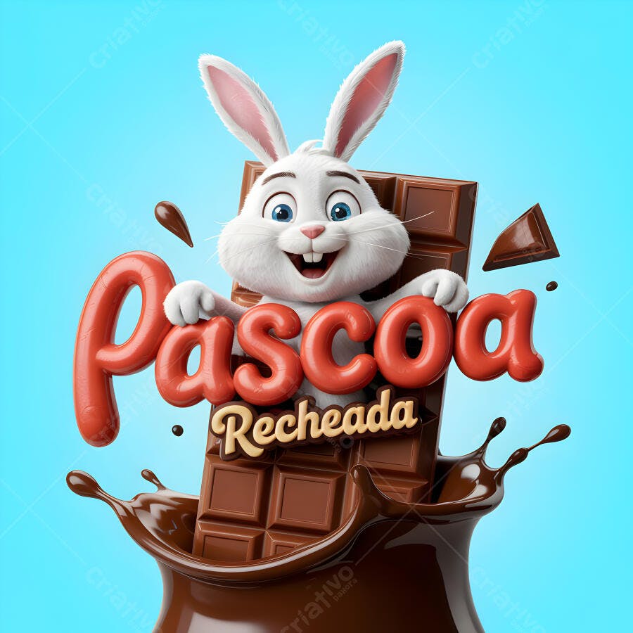 Coelho da Páscoa com chocolate recheado