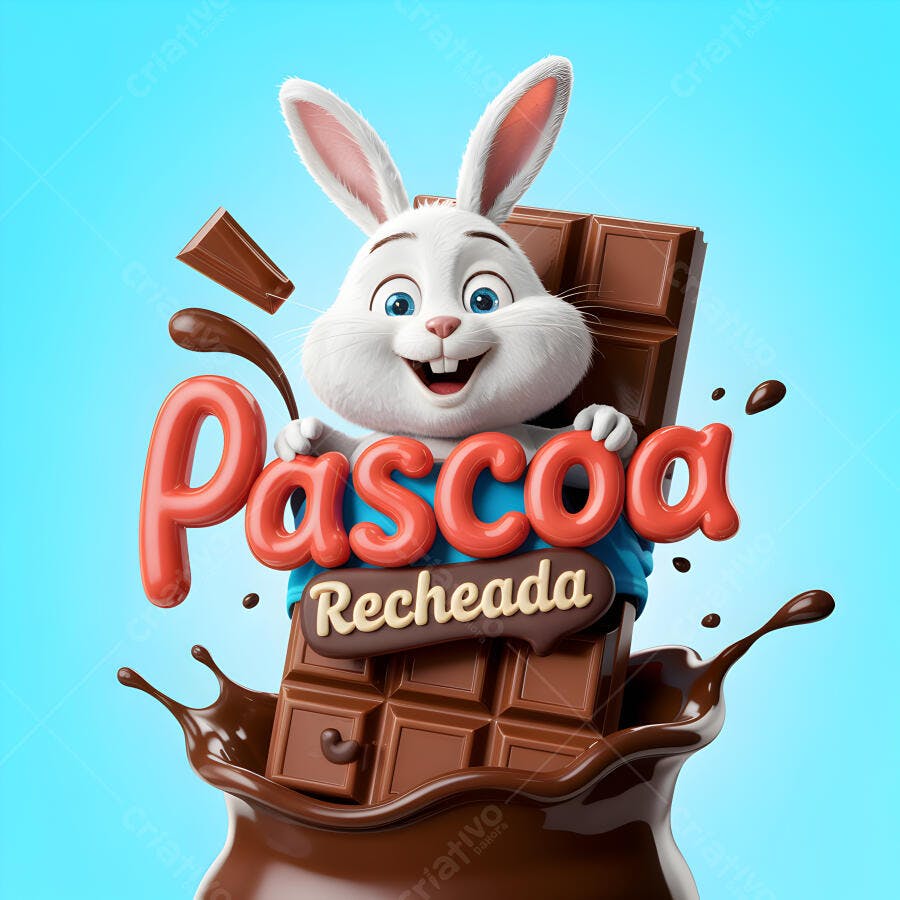 Coelho da Páscoa com chocolate recheado