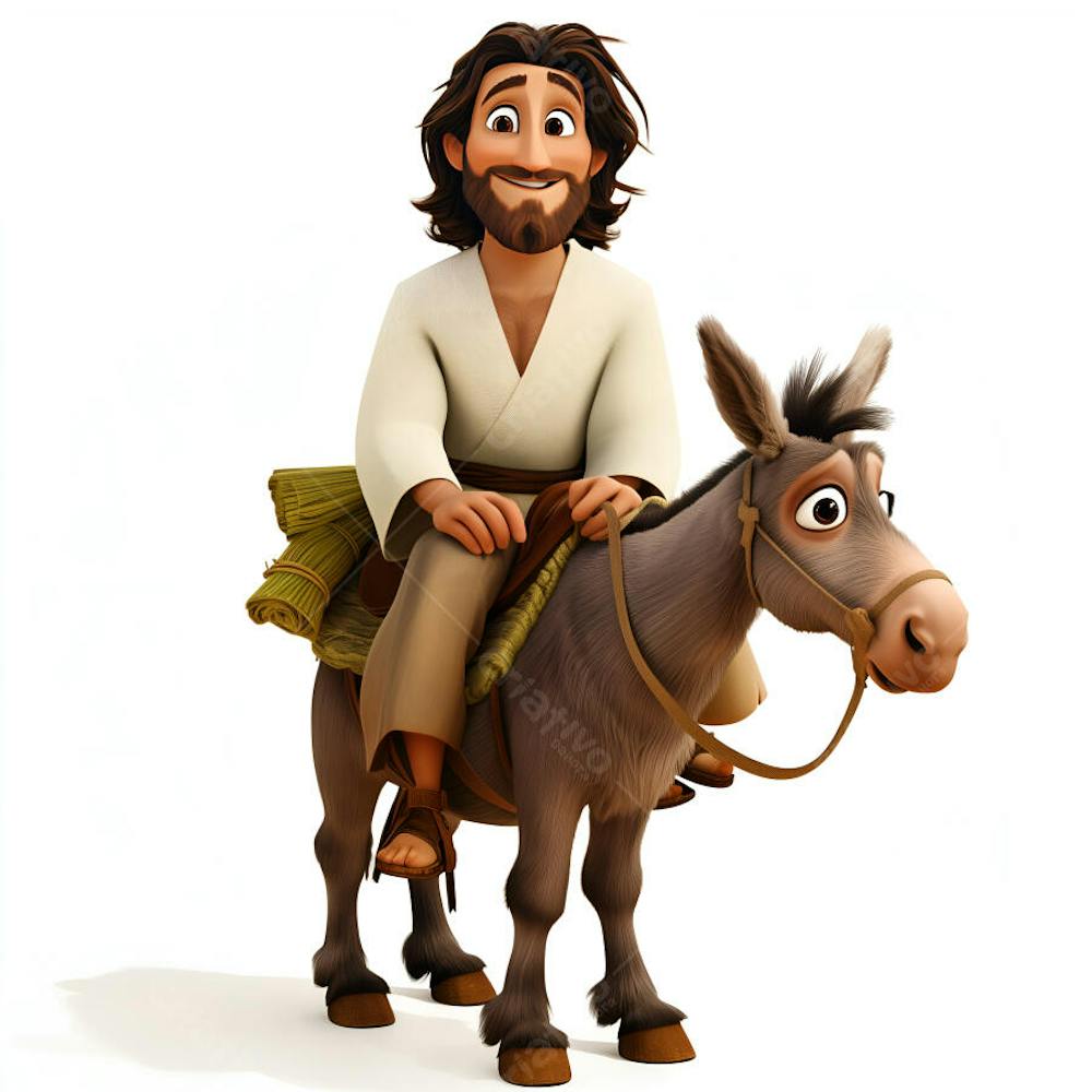 Jesus sentado em cima de um burrinho-1