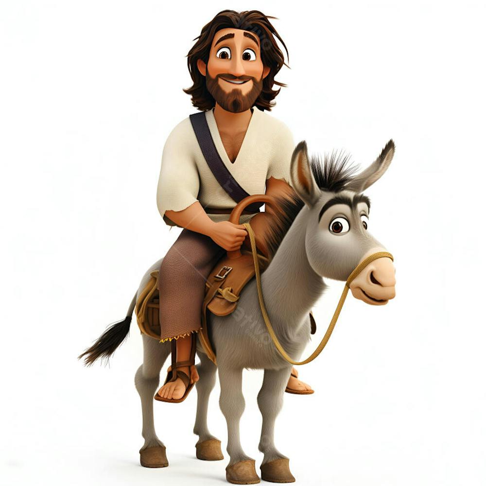 Jesus sentado em cima de um burrinho-2