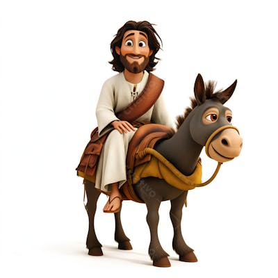 Jesus sentado em cima de um burrinho