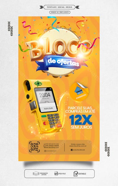 Storie panfleto promocional compras parceladas