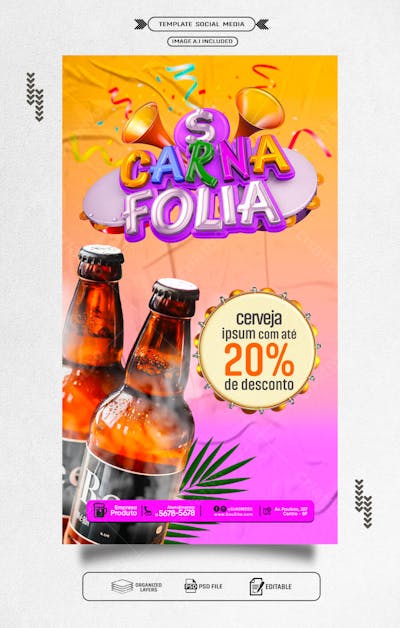 Storie panfleto promocional de cerveja