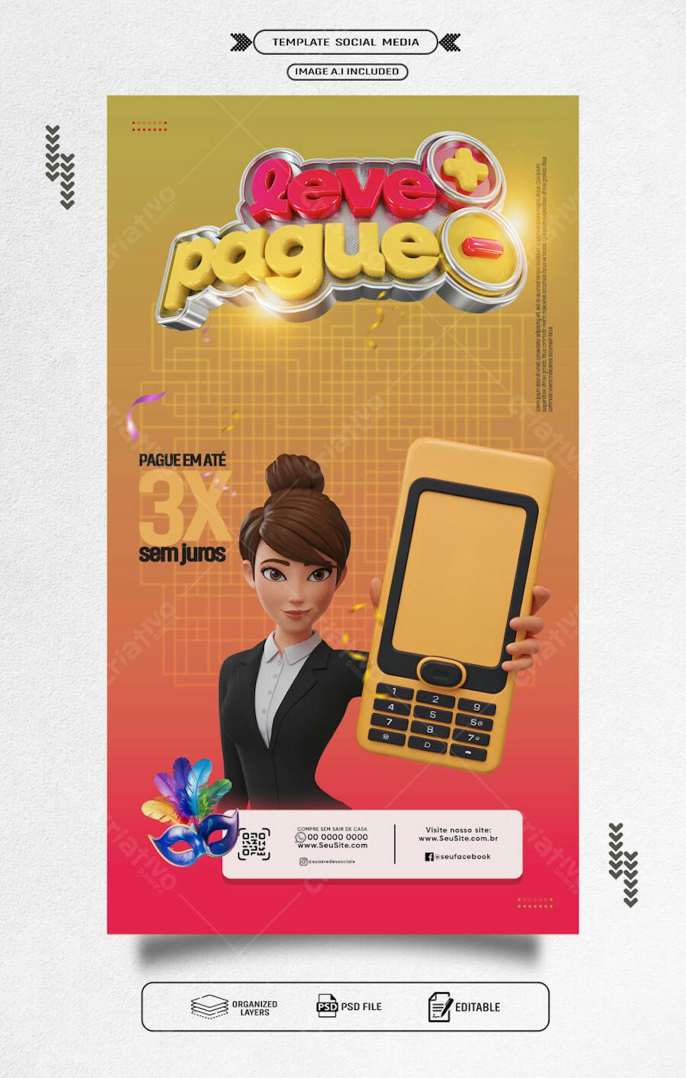 Storie panfleto promocional leve mais pague menos