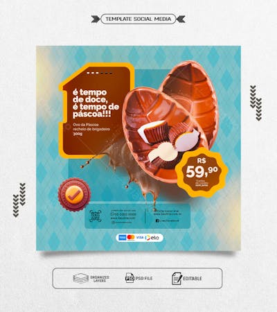 Feed Template social media pascoa recheada