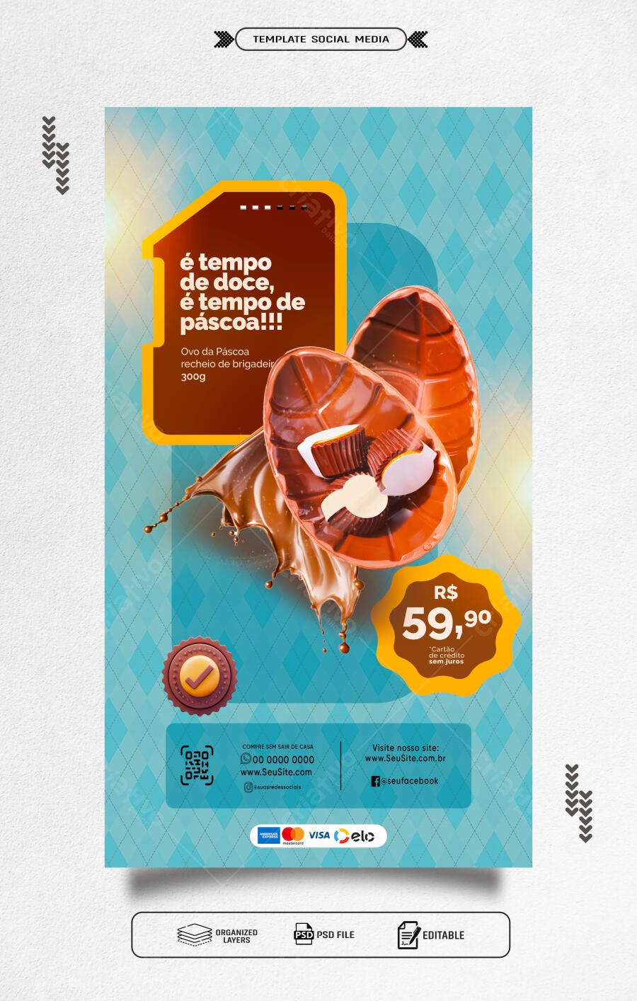 Flyer Páscoa Ovo de Brigadeiro PSD Editável