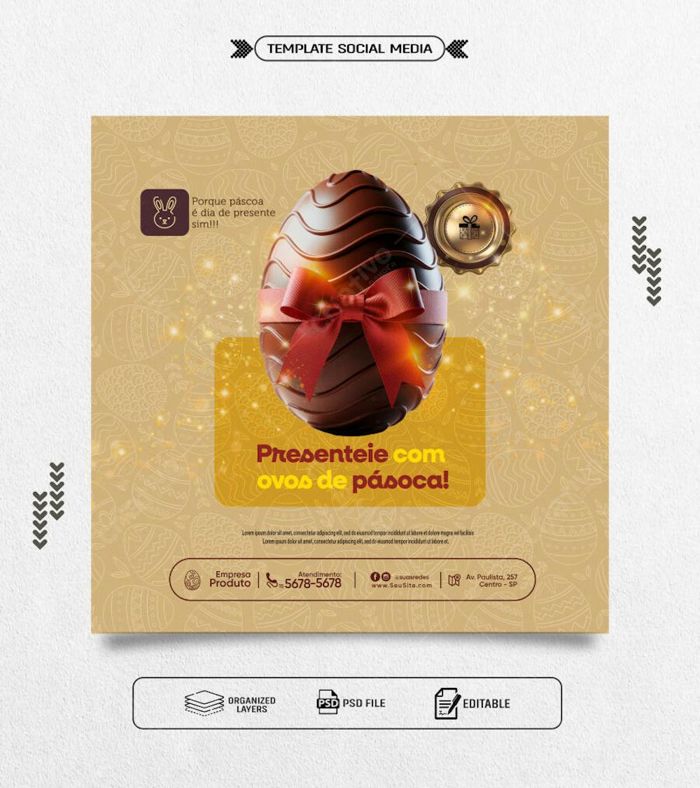 Feed Template social media presente de páscoa