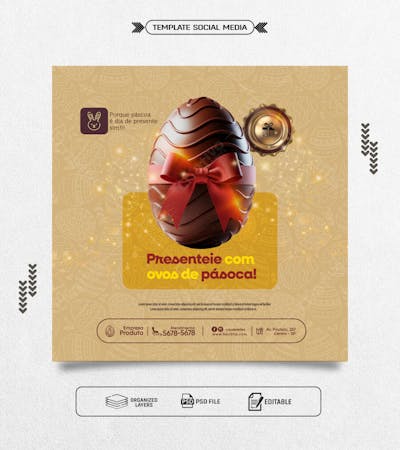 Feed Template social media presente de páscoa