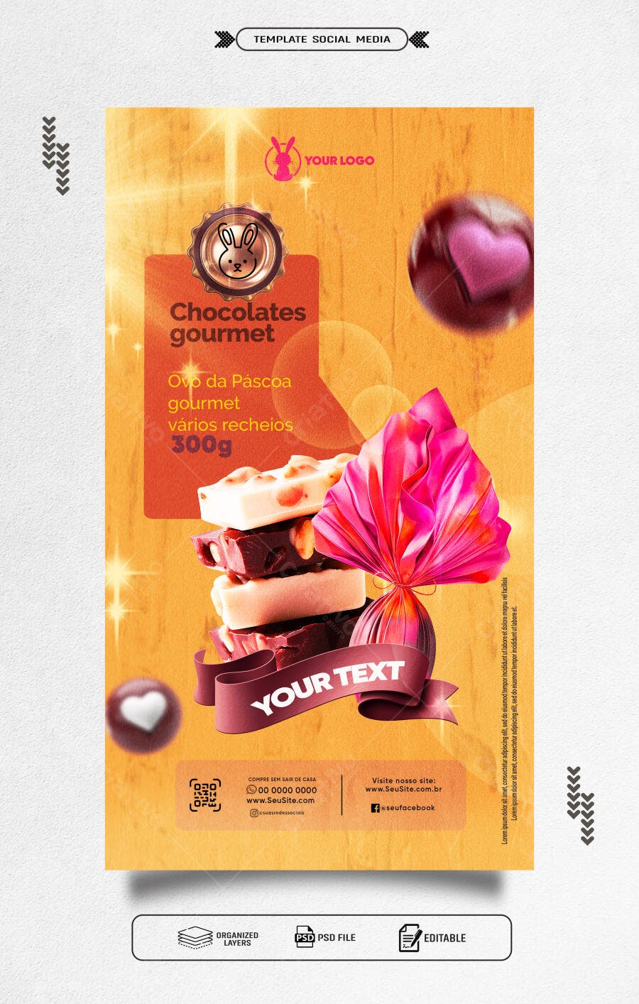 Flyer Ovo de Páscoa Gourmet PSD Editável
