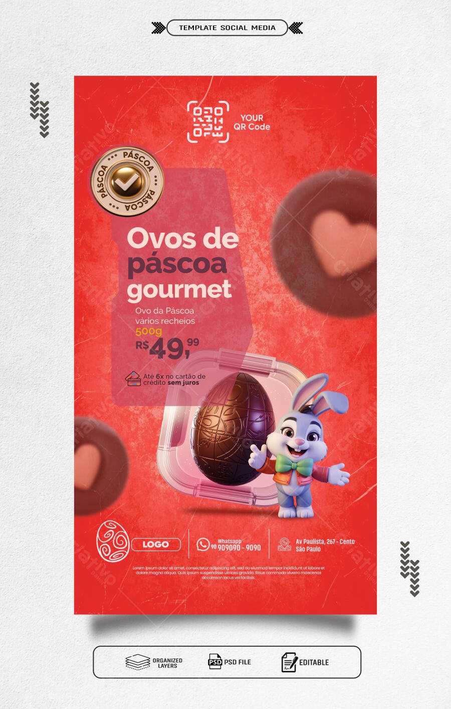 Template Social Media Páscoa Gourmet PSD Editável