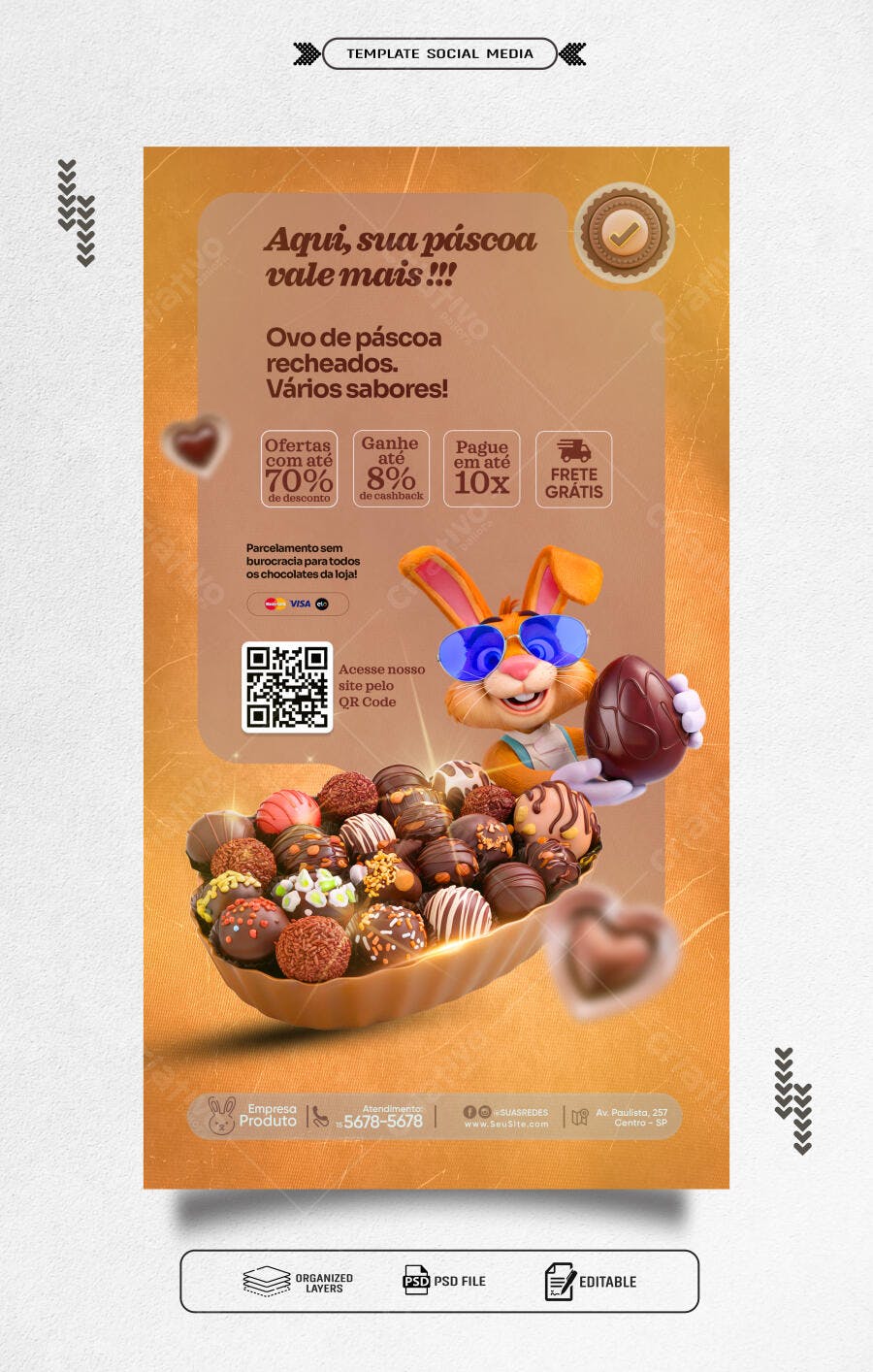 Flyer Páscoa Ovo de Chocolate PSD Editável