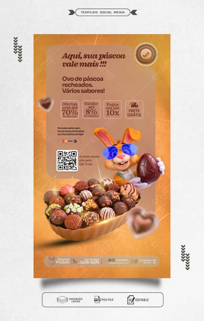 Story Template social media presente ovo recheado