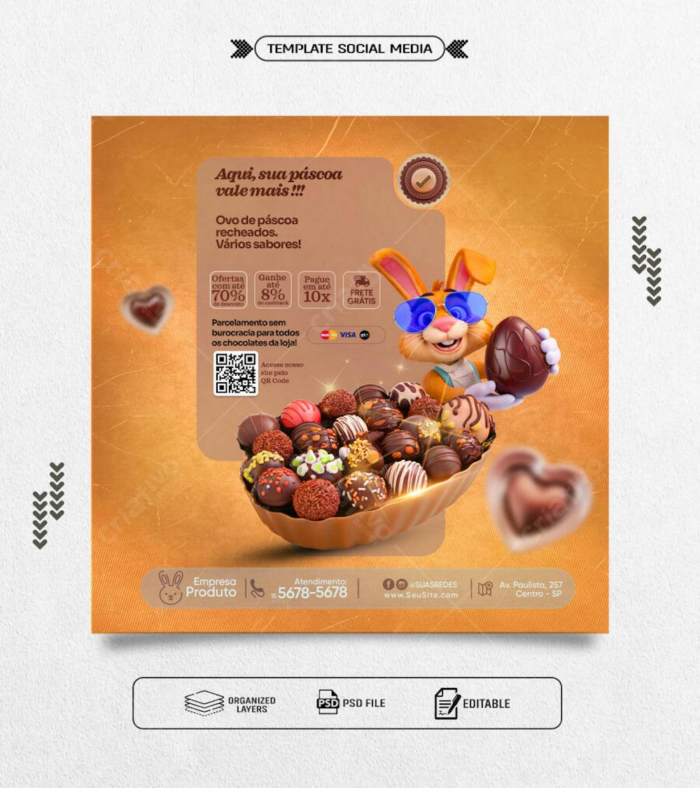 Feed Template social media presente ovo recheado