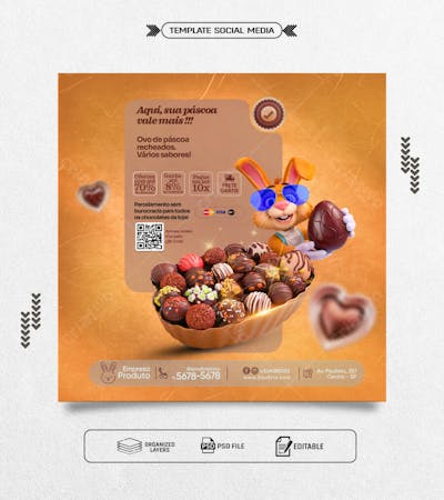Feed Template social media presente ovo recheado